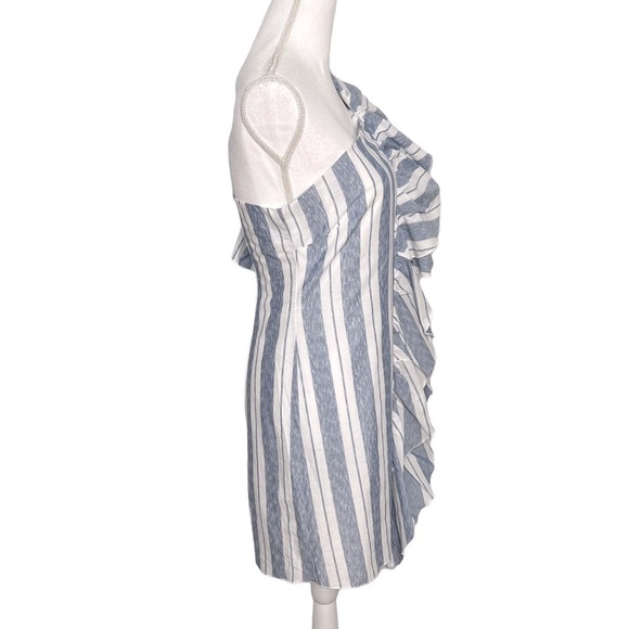 Romeo & Juliet Couture One Shoulder Ruffle Dress White Blue Striped Size S NWT - Picture 4 of 13